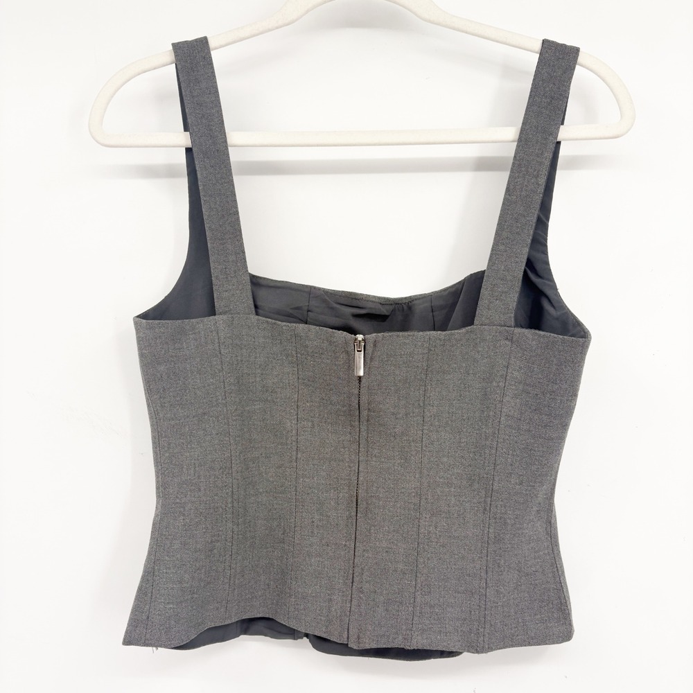 Zara Womens Office Siren Grey Structured Seamed Minimalist Corset Top Size M - Picture 8 of 8